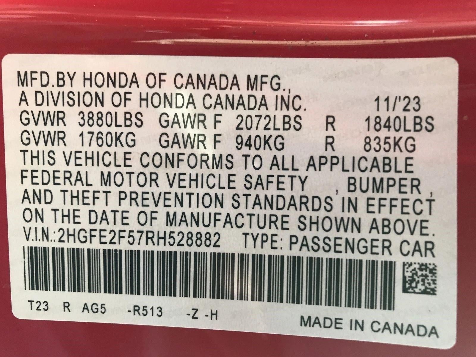 2024 Honda Civic Sedan Sport CVT