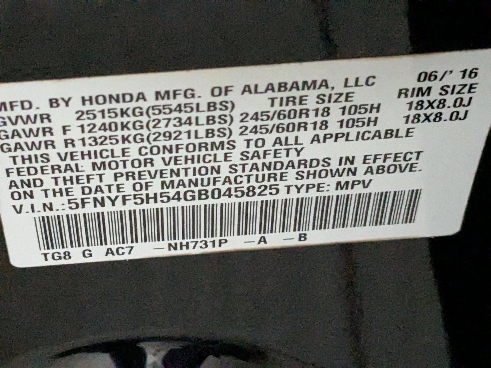 2016 Honda Pilot 2WD EX-L