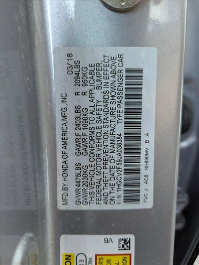 2018 Honda Accord Sedan EX-L 2.0T Automatic