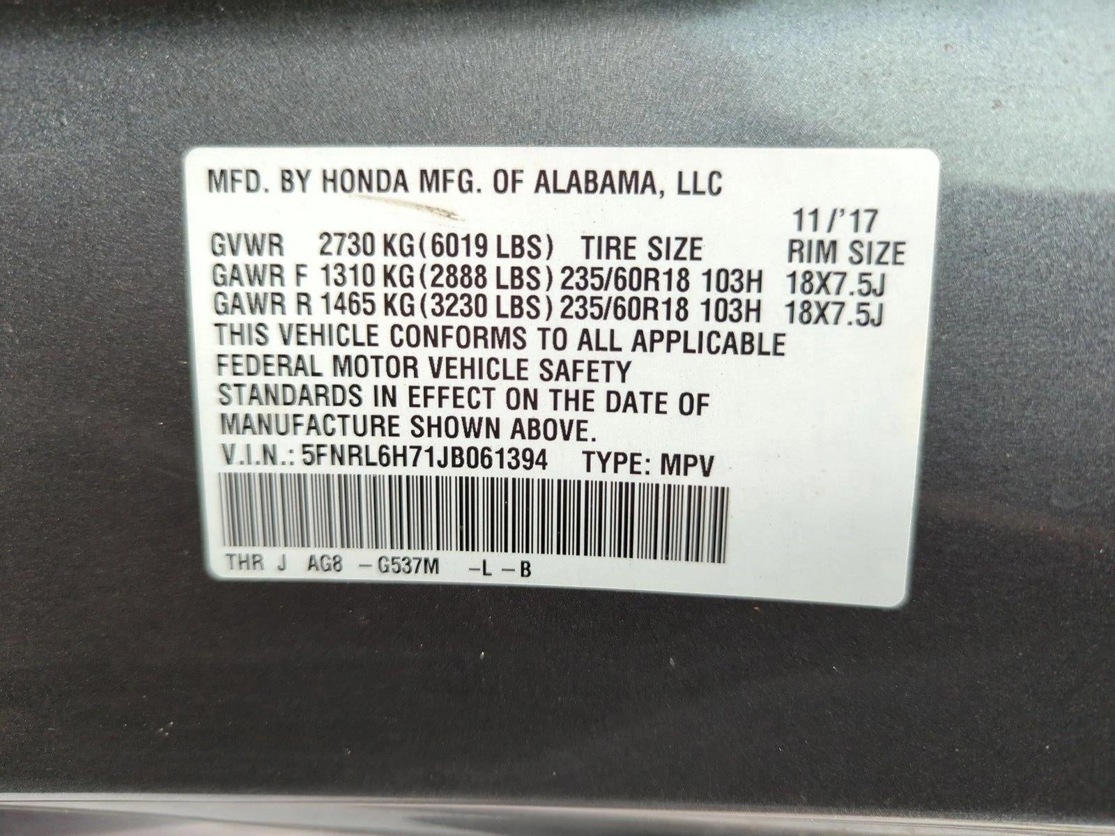 2018 Honda Odyssey EX-L Auto