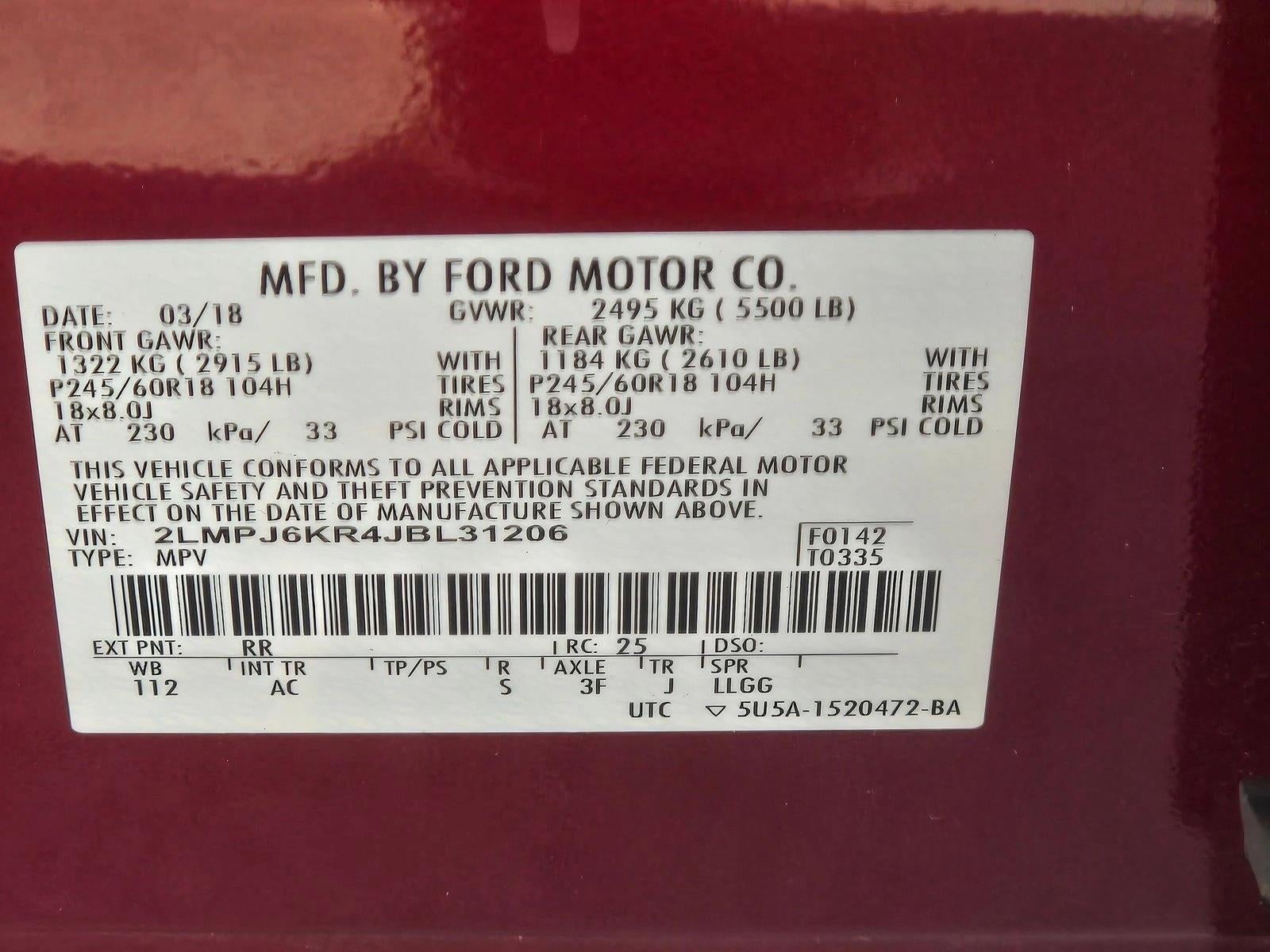 2018 Lincoln MKX Select FWD