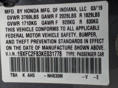 2019 Honda Civic Sedan Sport CVT