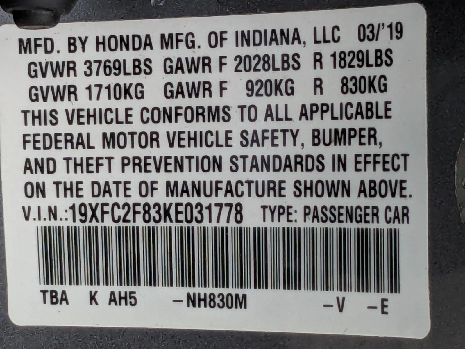 2019 Honda Civic Sedan Sport CVT