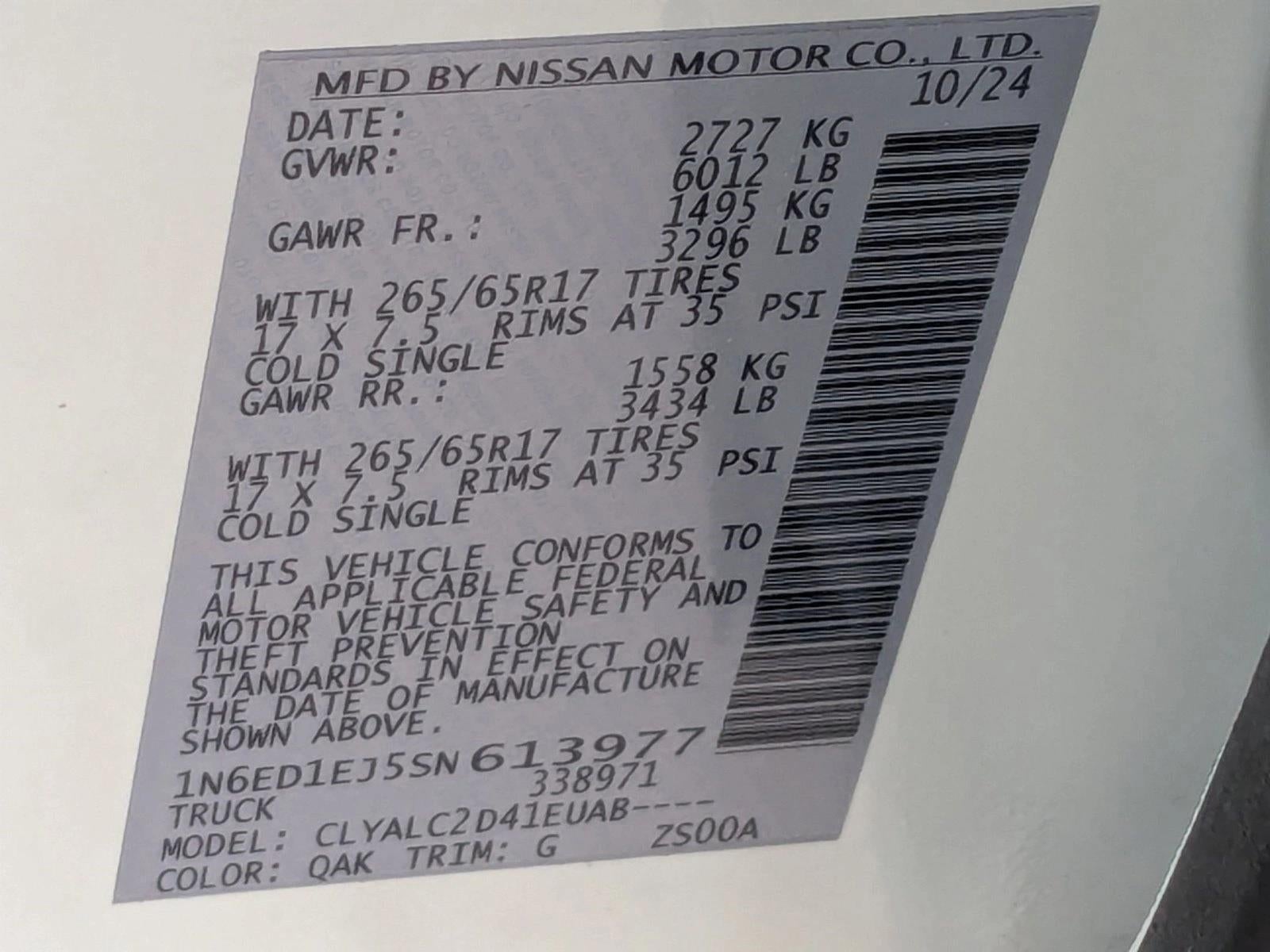 2025 Nissan Frontier Crew Cab 4x2 SV