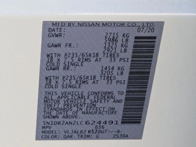 2020 Nissan Pathfinder FWD S