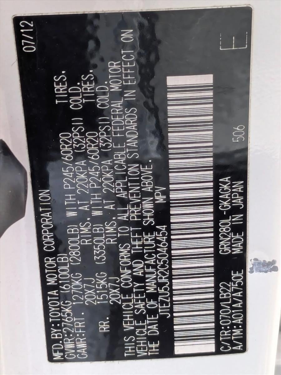 2012 Toyota 4Runner RWD 4dr V6 Limited (Natl)