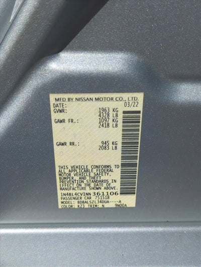 2022 Nissan Altima 2.5 SR Sedan