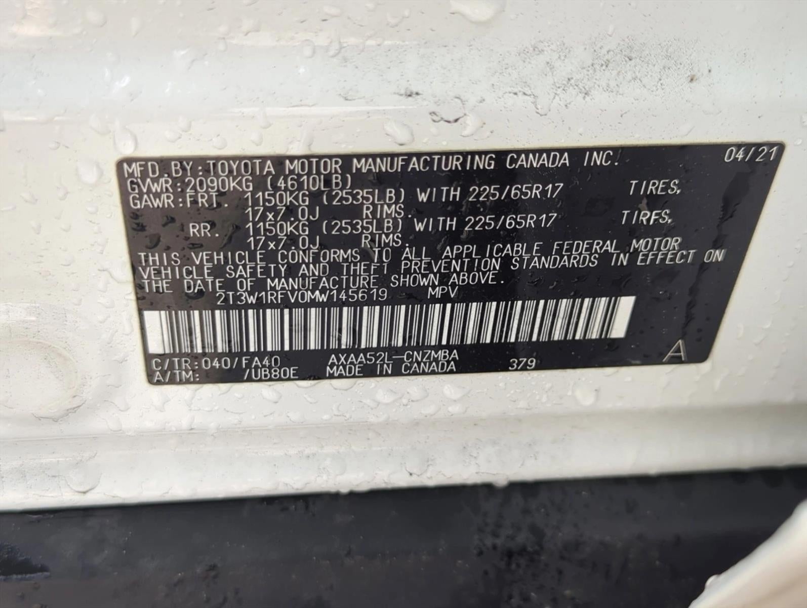 2021 Toyota RAV4 XLE FWD (GS)