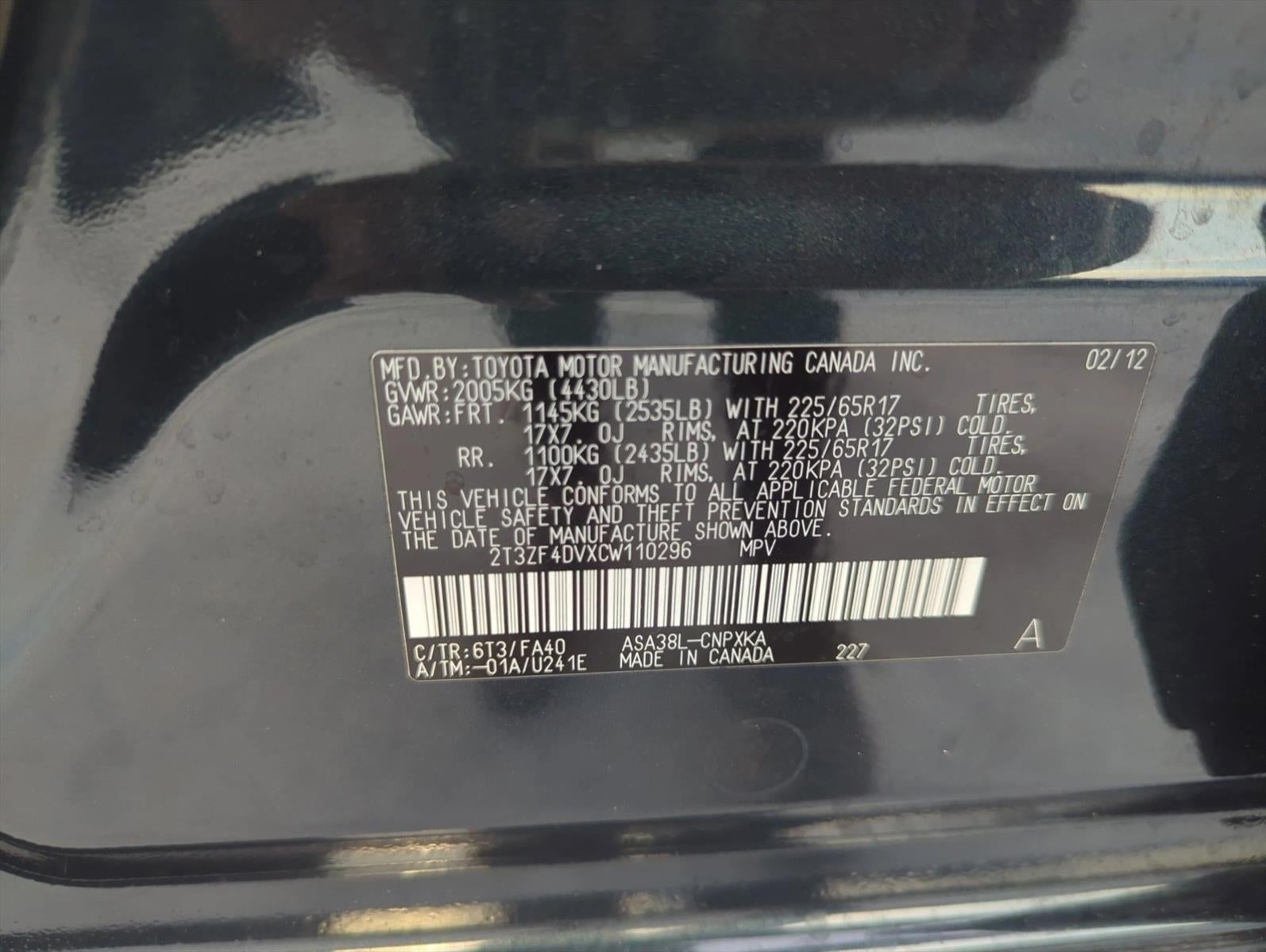 2012 Toyota RAV4 FWD 4dr I4 (Natl)