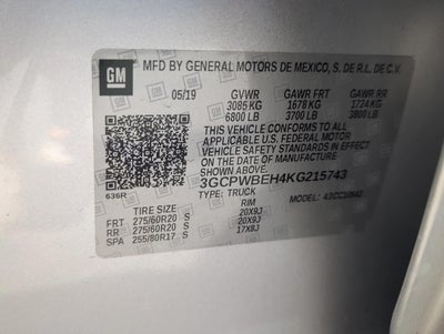 2019 Chevrolet Silverado 1500 Crew Cab Short Box 2-Wheel Drive Custom