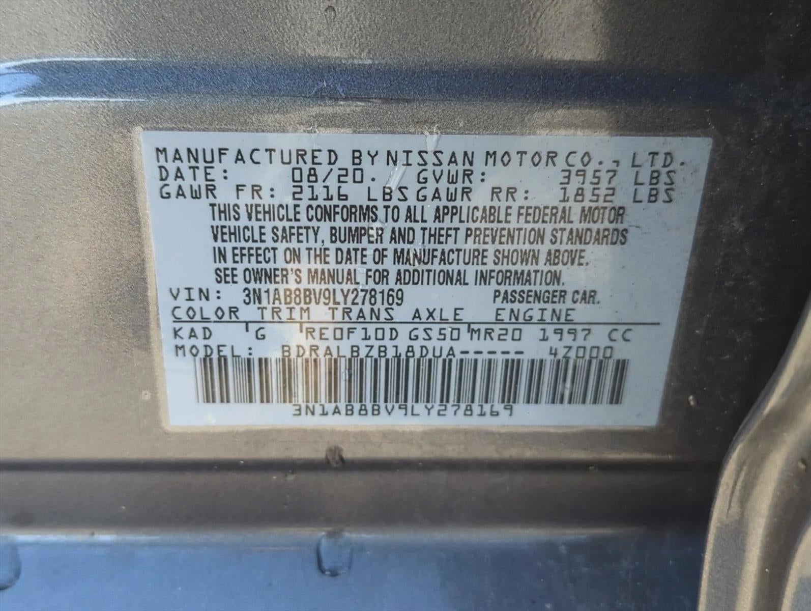 2020 Nissan Sentra S CVT