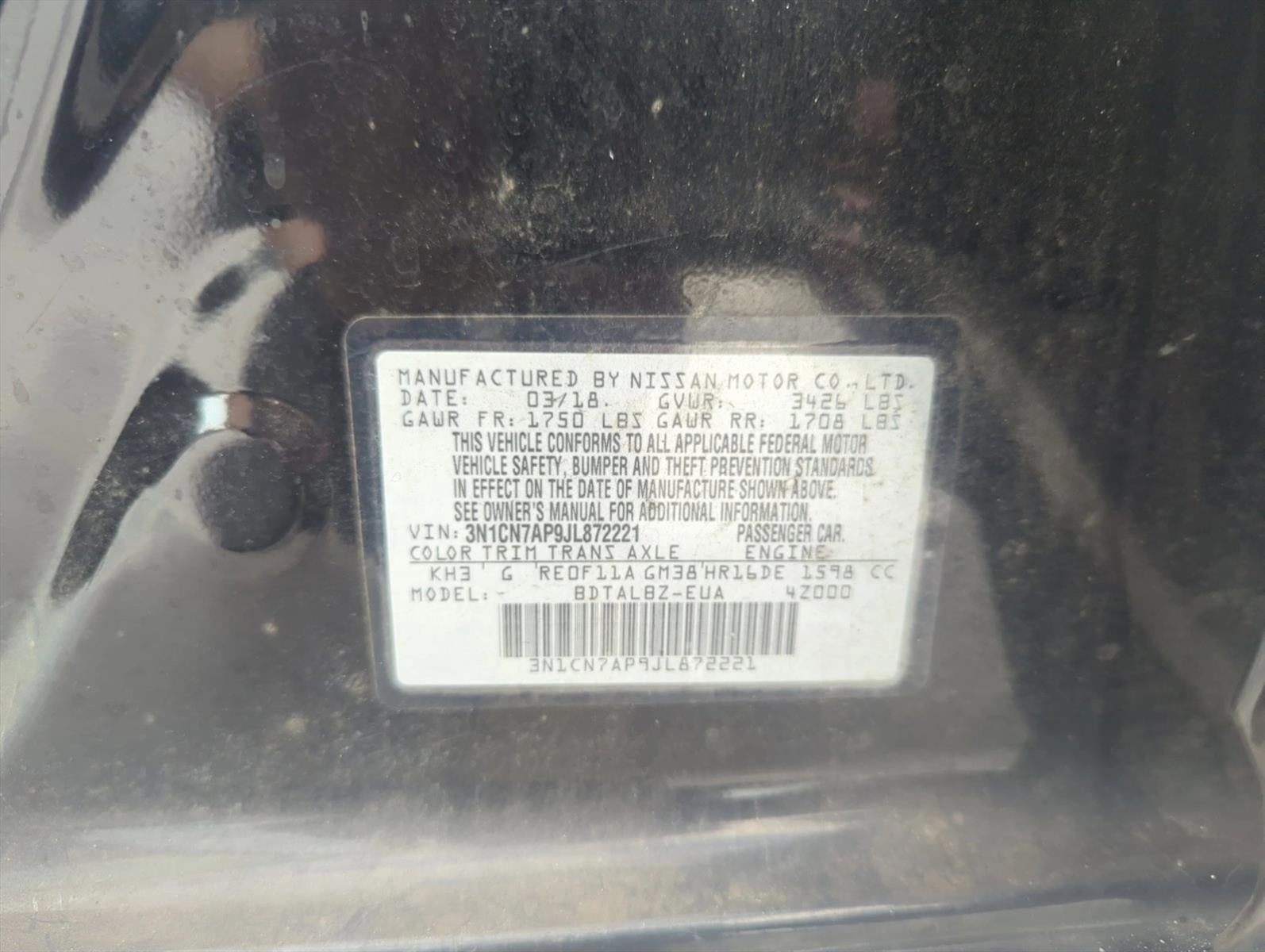 2018 Nissan Versa Sedan SV CVT