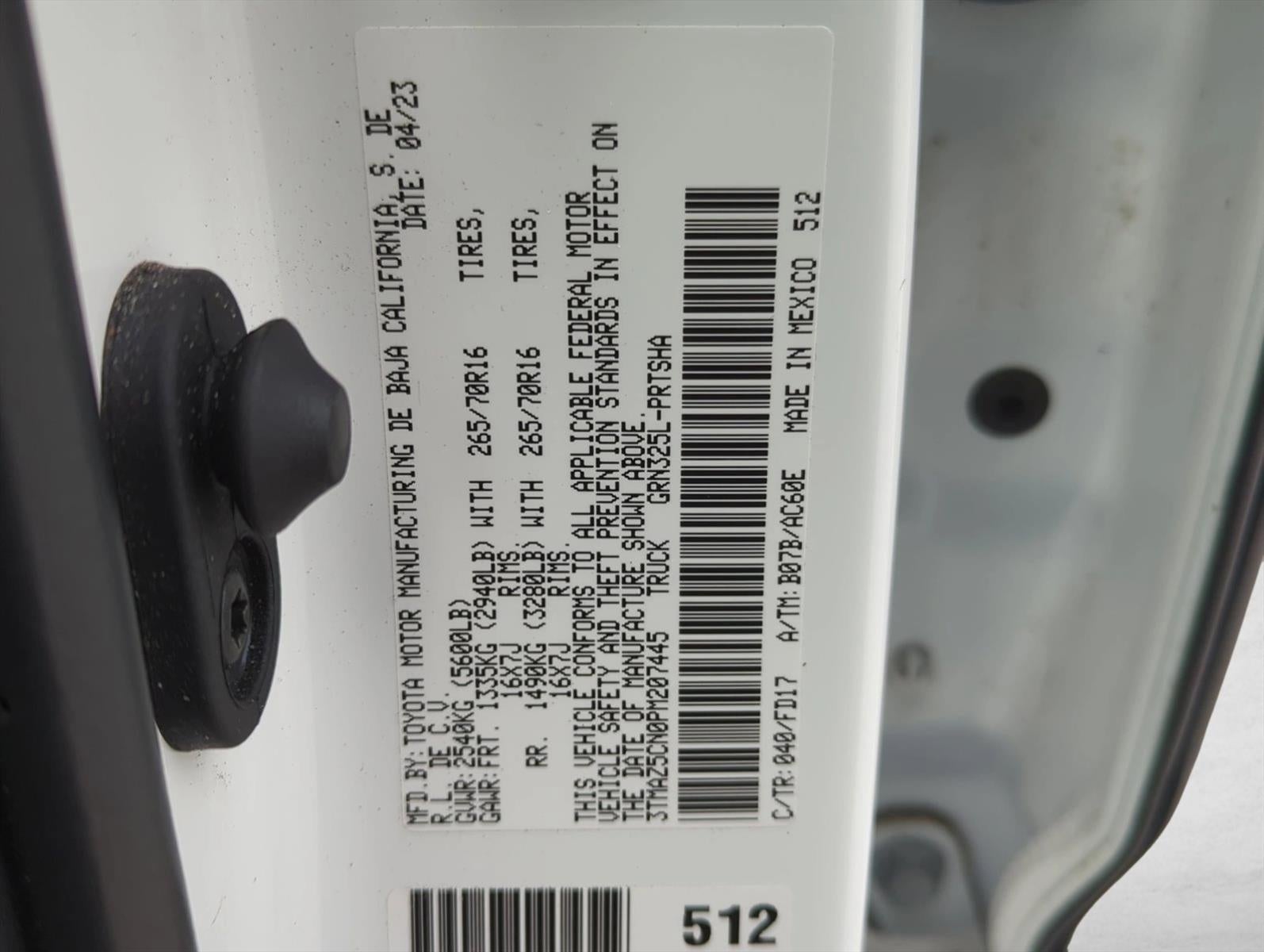 2023 Toyota Tacoma 2WD 2WD TRD Off Road Double Cab 5' Bed V6 AT (Natl)