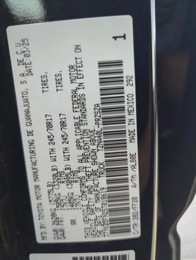 2025 Toyota Tacoma 2WD 2WD SR5 Double Cab 5' Bed AT (SE)