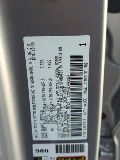 2025 Toyota Tacoma 2WD 2WD TRD Sport Double Cab 5' Bed AT (Natl)