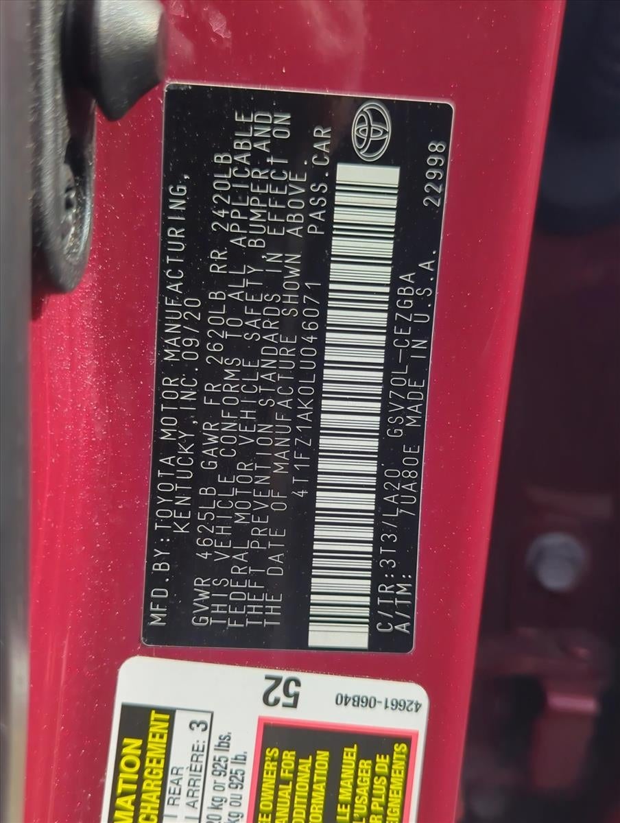 2020 Toyota Camry XLE V6 Auto (Natl)