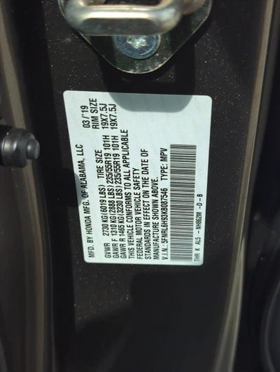 2019 Honda Odyssey Elite Auto