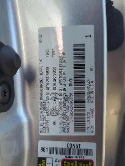 2022 Toyota Tundra 2WD 2WD Limited CrewMax 5.5' Bed (GS)