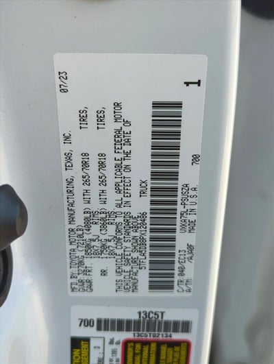 2023 Toyota Tundra 4WD 4WD SR5 CrewMax 5.5' Bed (SE)