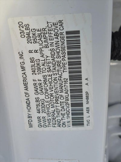 2020 Honda Accord Sedan Touring 2.0T Automatic