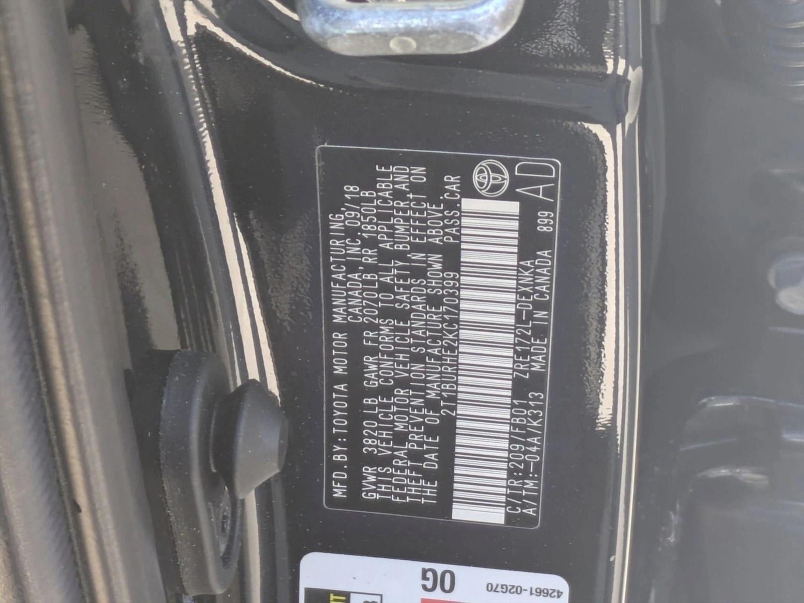 2019 Toyota Corolla LE CVT (Natl)