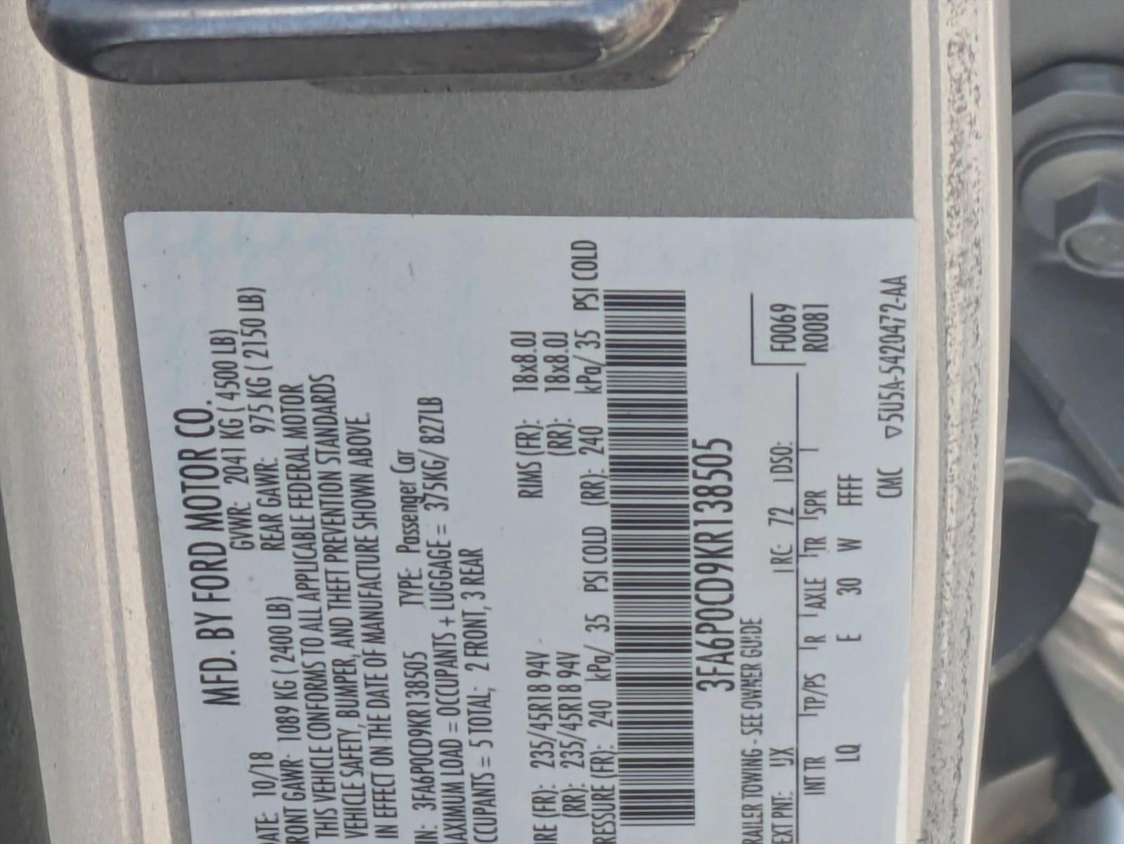 2019 Ford Fusion SEL FWD