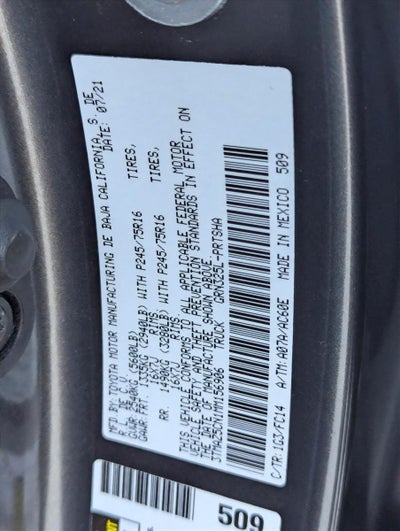 2021 Toyota Tacoma 2WD 2WD SR5 Double Cab 5' Bed V6 AT (GS)