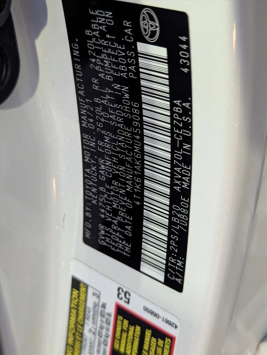 2021 Toyota Camry XSE Auto (Natl)