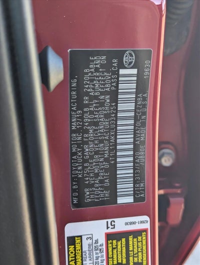 2020 Toyota Camry LE Auto (SE)