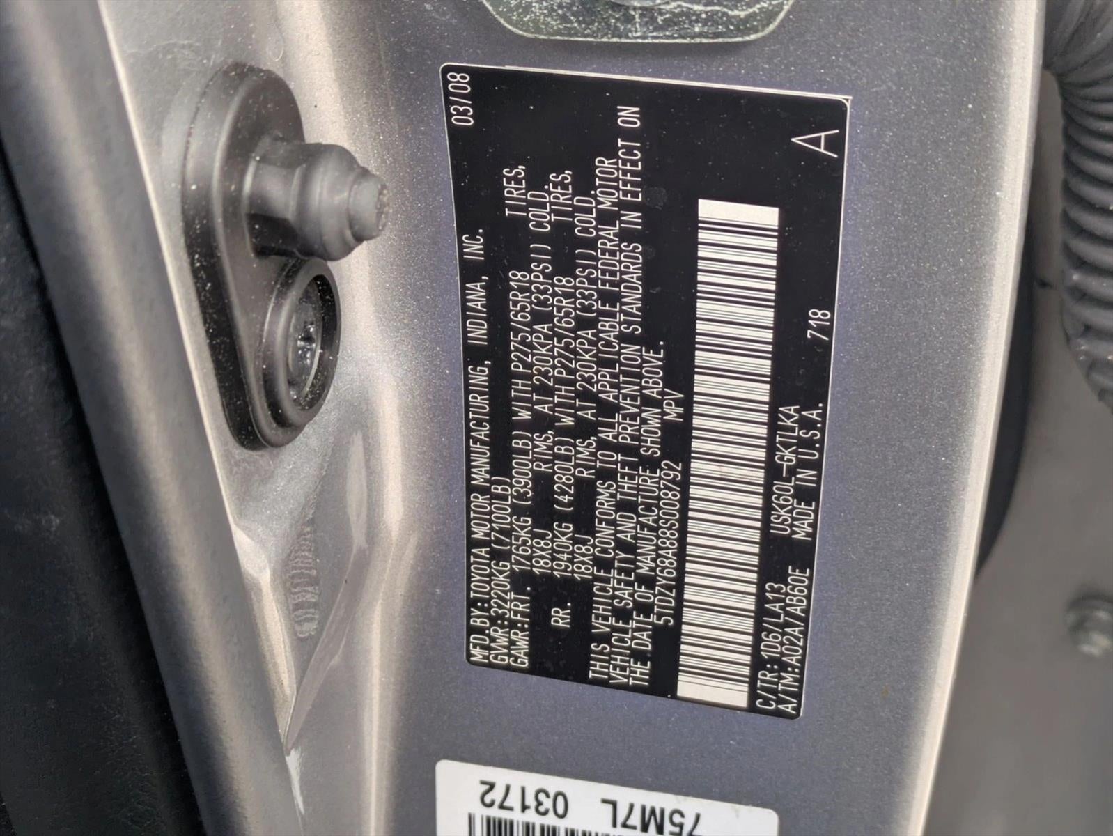 2008 Toyota Sequoia RWD 4dr LV8 6-Spd AT Ltd (Natl)