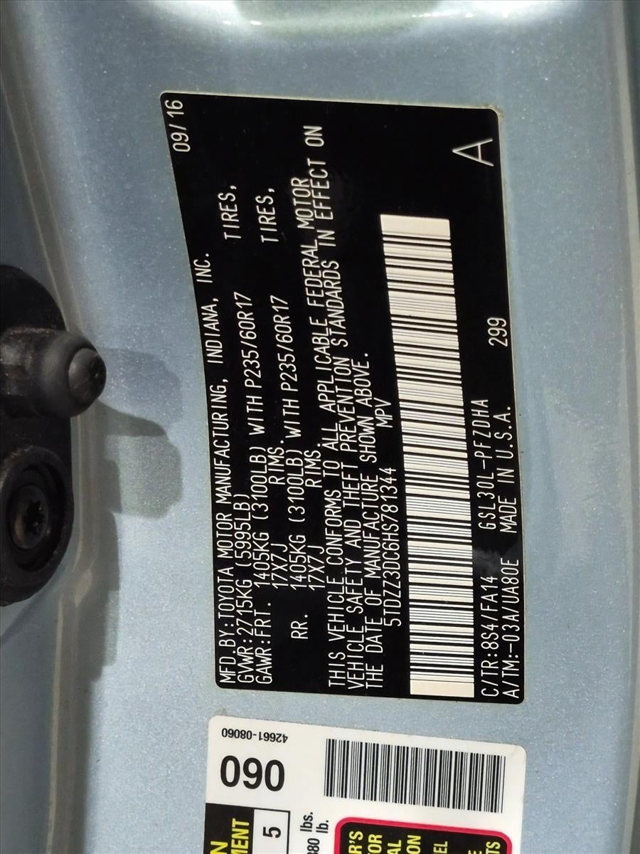 2017 Toyota Sienna L FWD 7-Passenger (Natl)