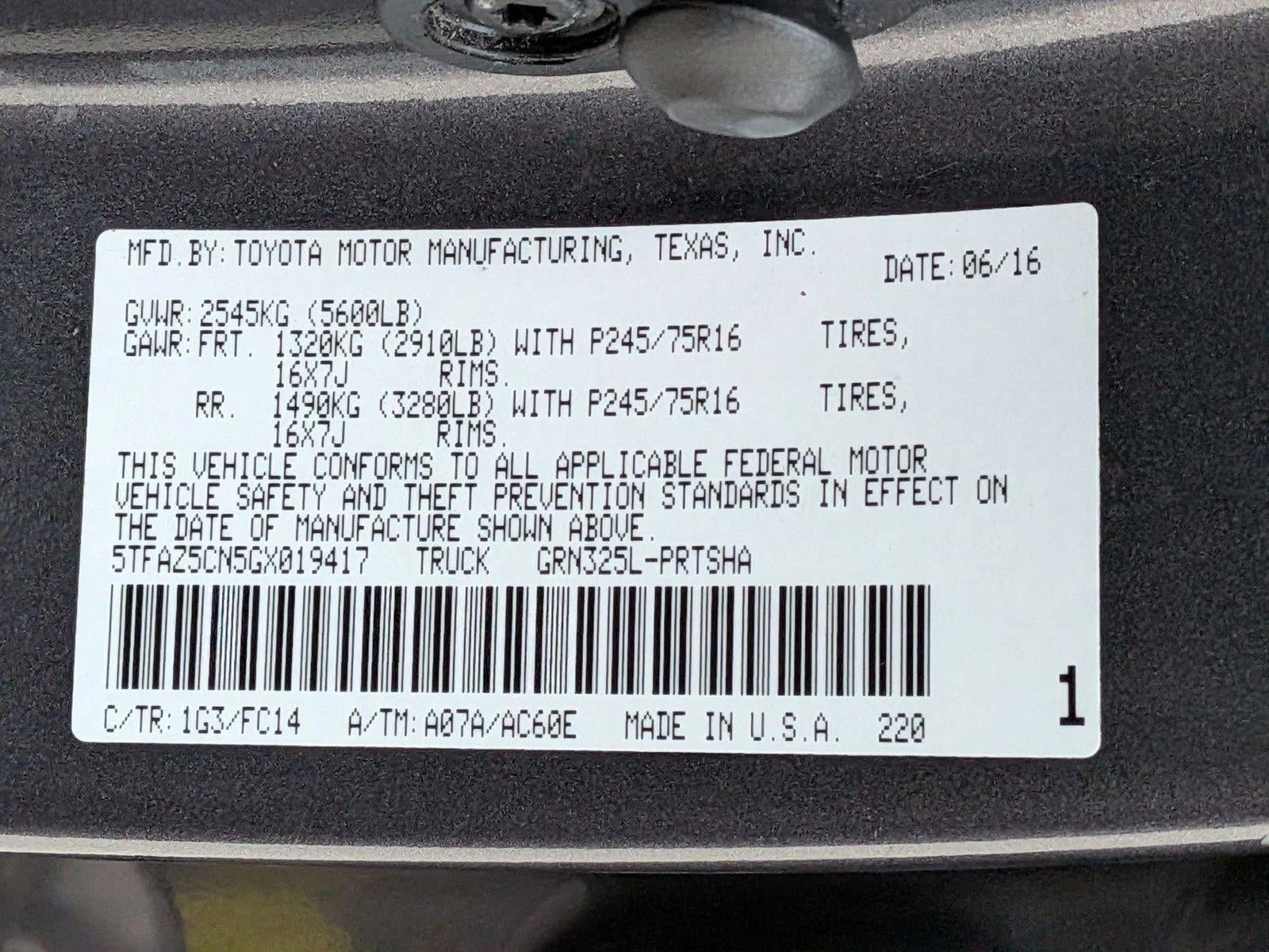 2016 Toyota Tacoma 2WD Double Cab Short Bed V6 Automatic SR5 (GS)