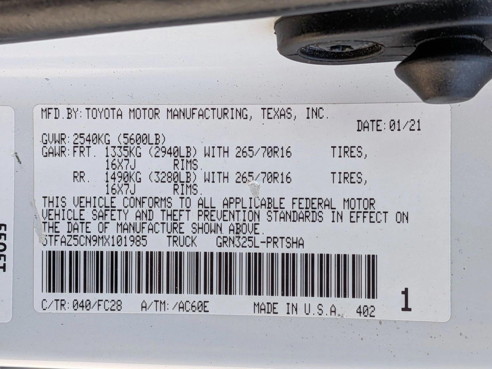 2021 Toyota Tacoma 2WD 2WD SR5 Double Cab 5' Bed V6 AT (GS)