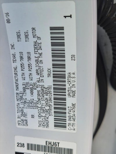 2017 Toyota Tundra 2WD 2WD SR Double Cab 6.5' Bed 4.6L (Natl)
