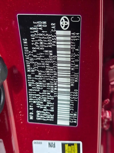 2022 Toyota Corolla SE Manual (Natl)
