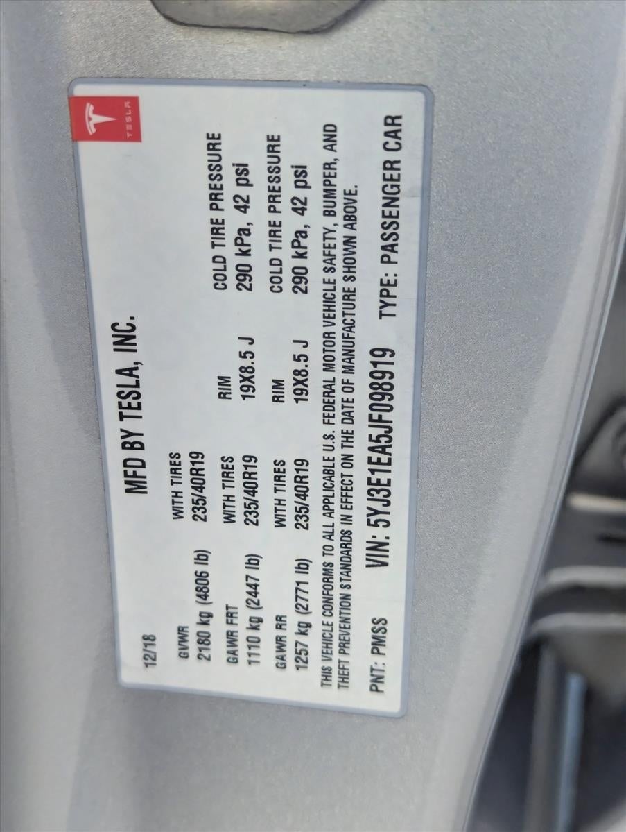 2018 Tesla Model 3 Long Range Battery RWD