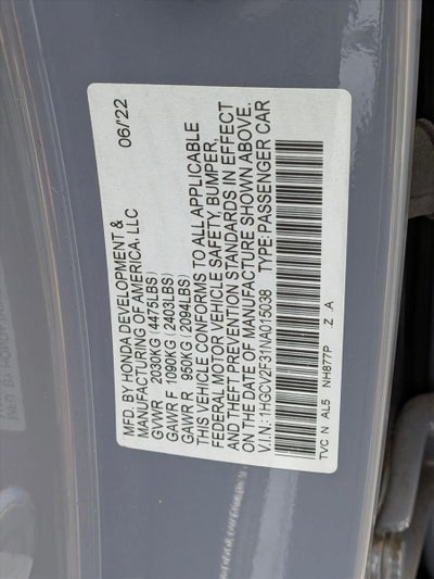 2022 Honda Accord Sedan Sport 2.0T Automatic