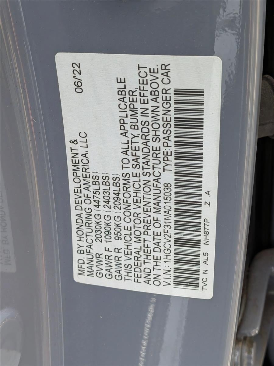 2022 Honda Accord Sedan Sport 2.0T Automatic