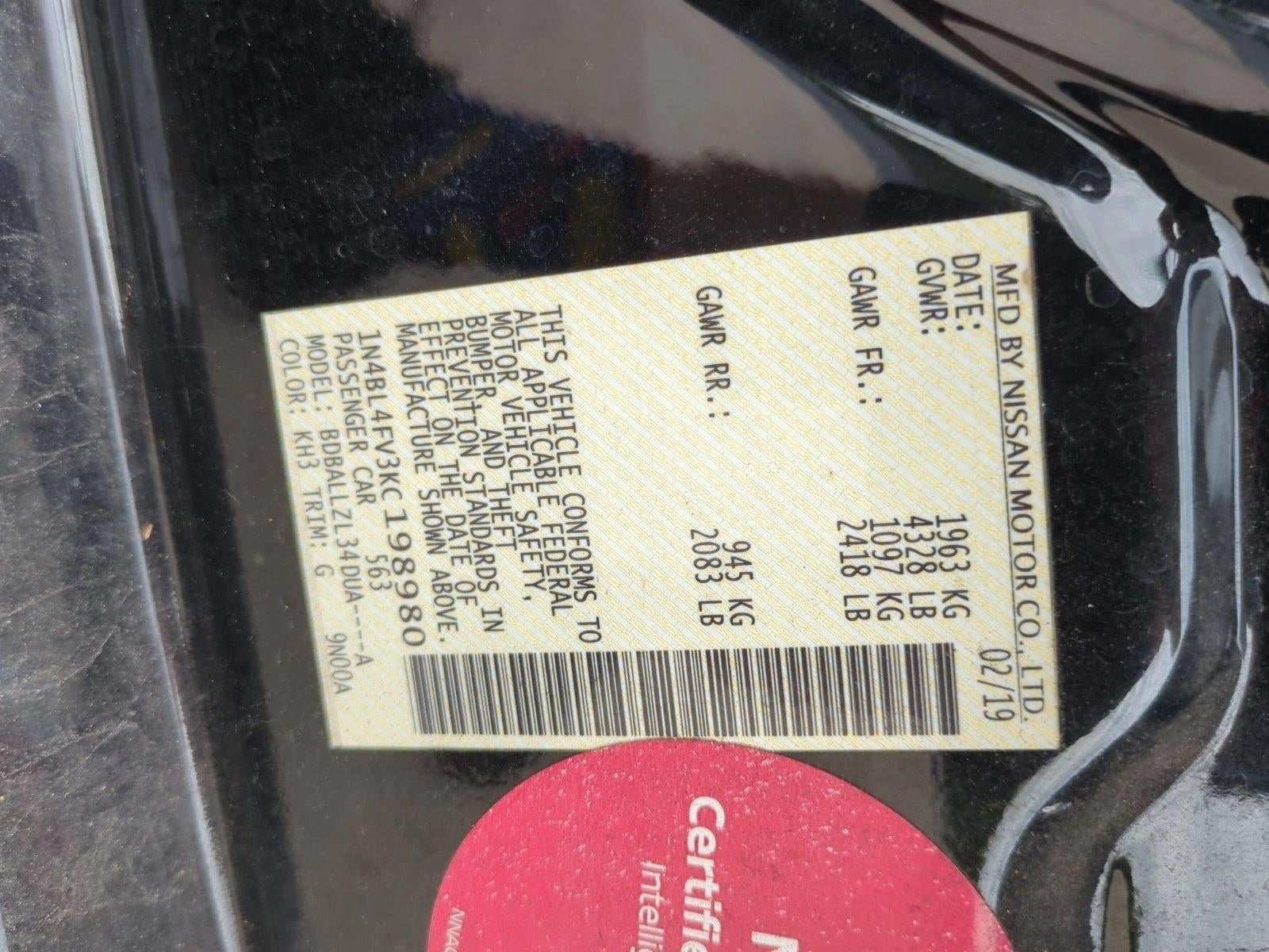 2019 Nissan Altima 2.5 Platinum Sedan