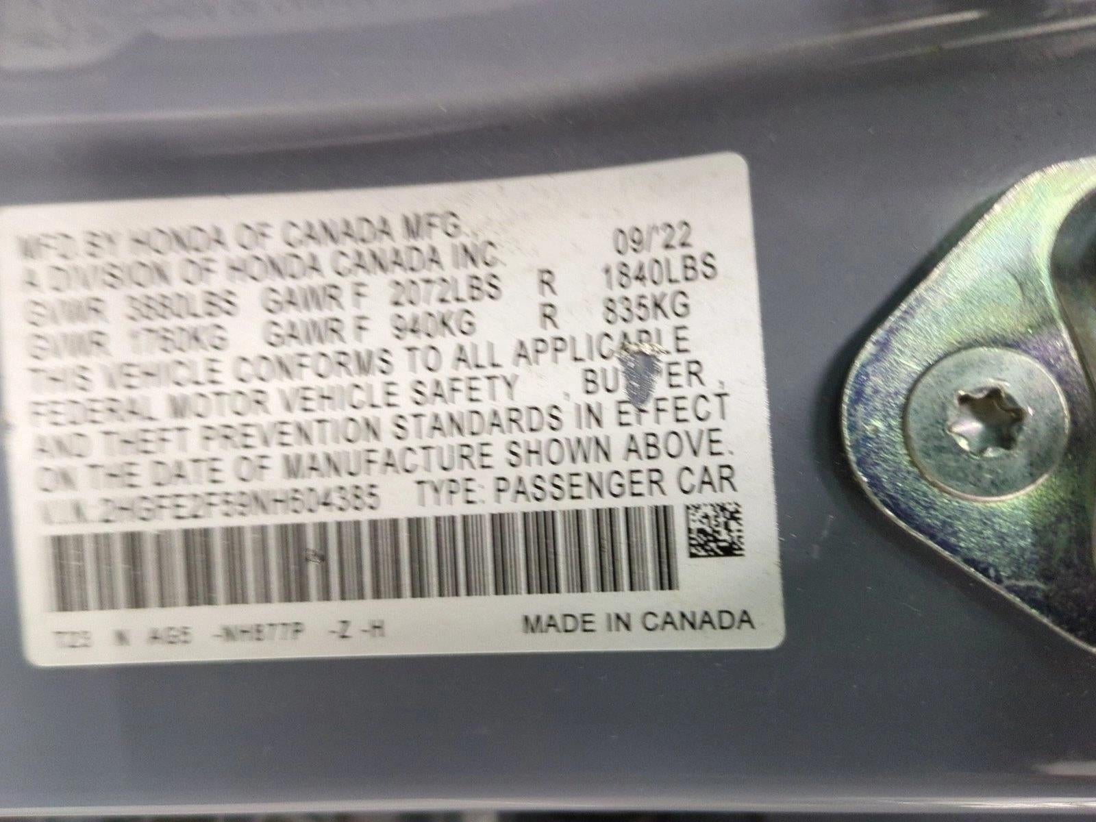 2022 Honda Civic Sedan Sport CVT