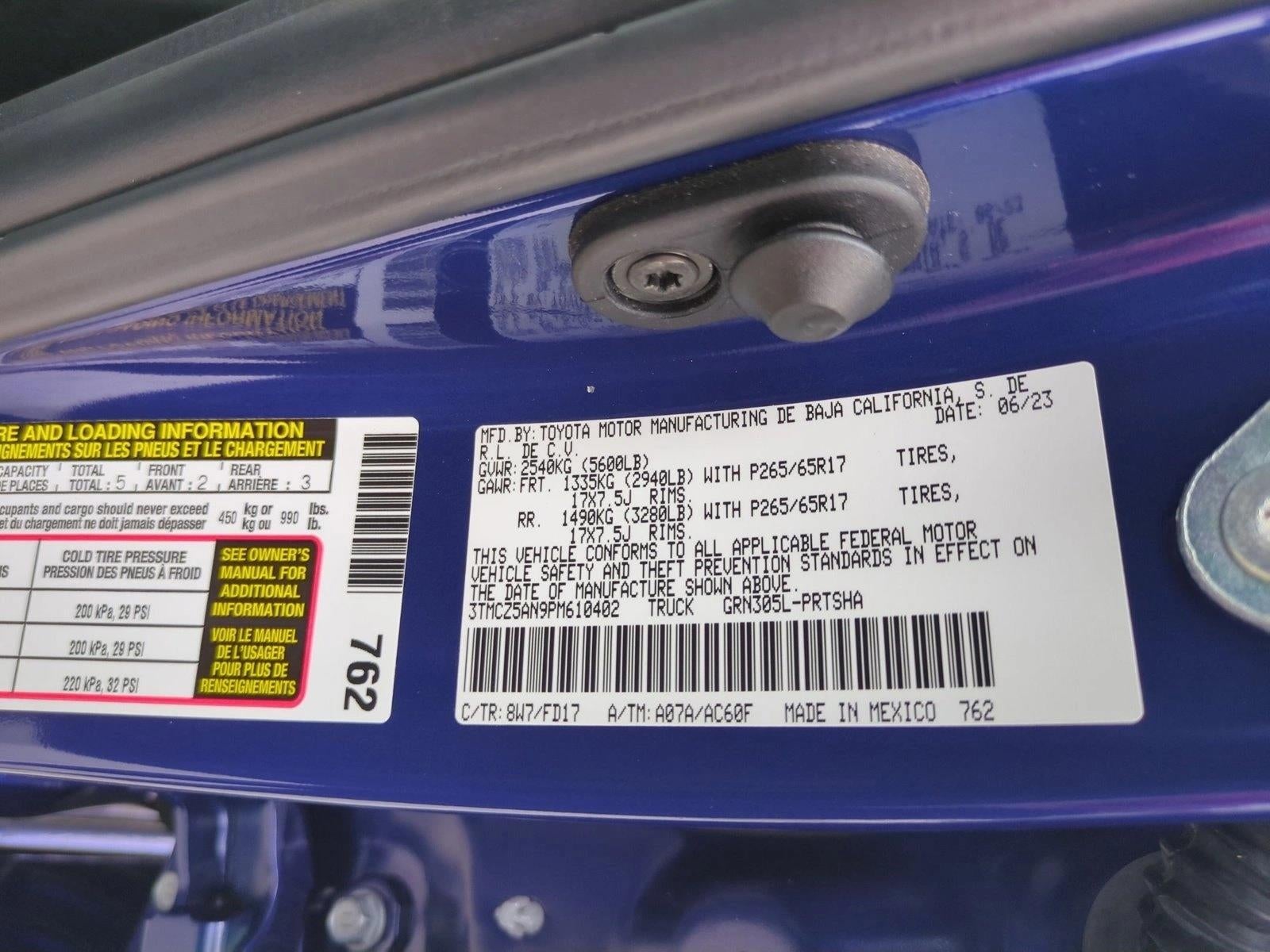 2023 Toyota Tacoma 4WD 4WD TRD Sport Double Cab 5' Bed V6 AT (Natl)