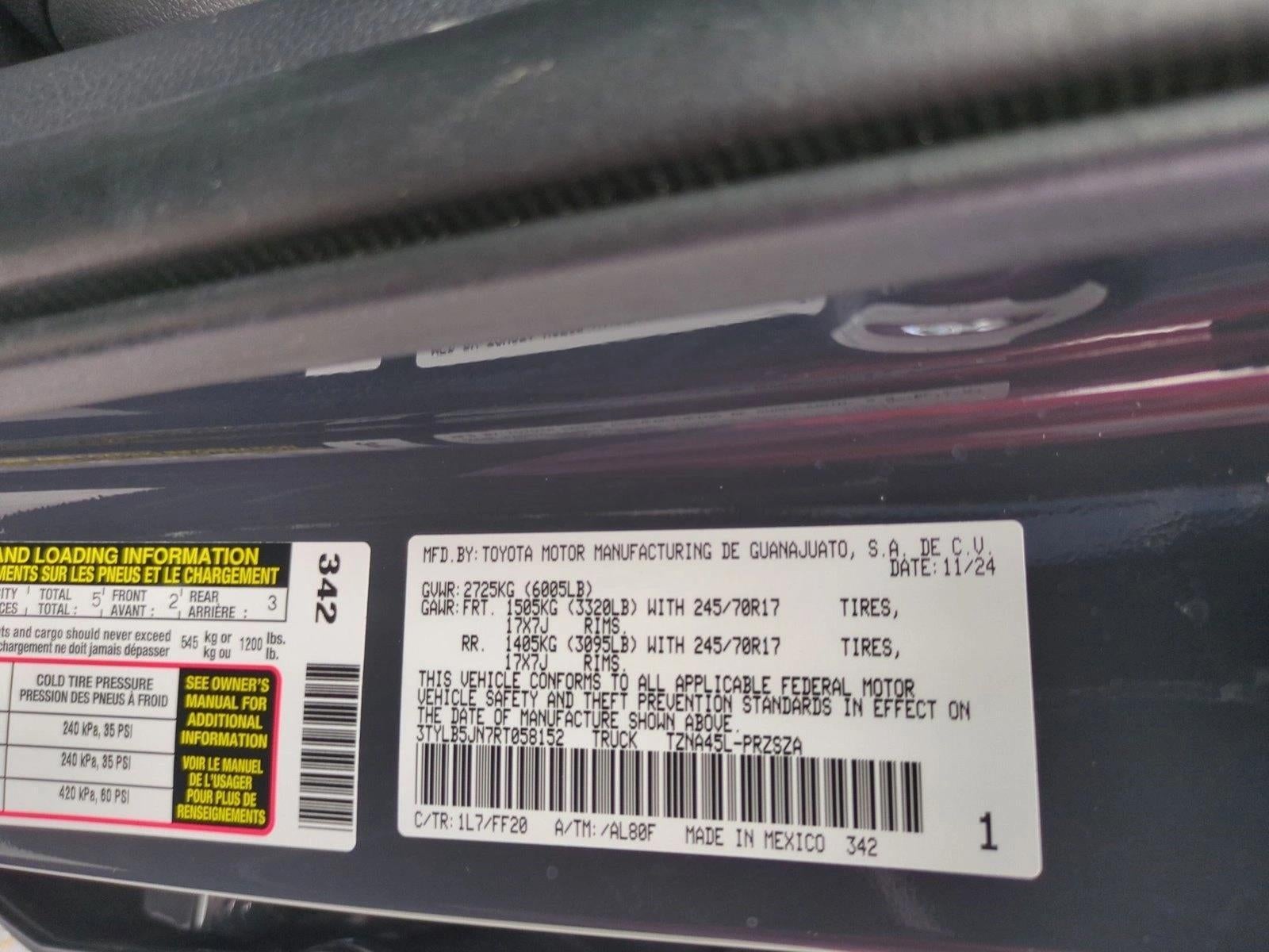 2024 Toyota Tacoma 4WD 4WD SR5 Double Cab 5' Bed AT (Natl)
