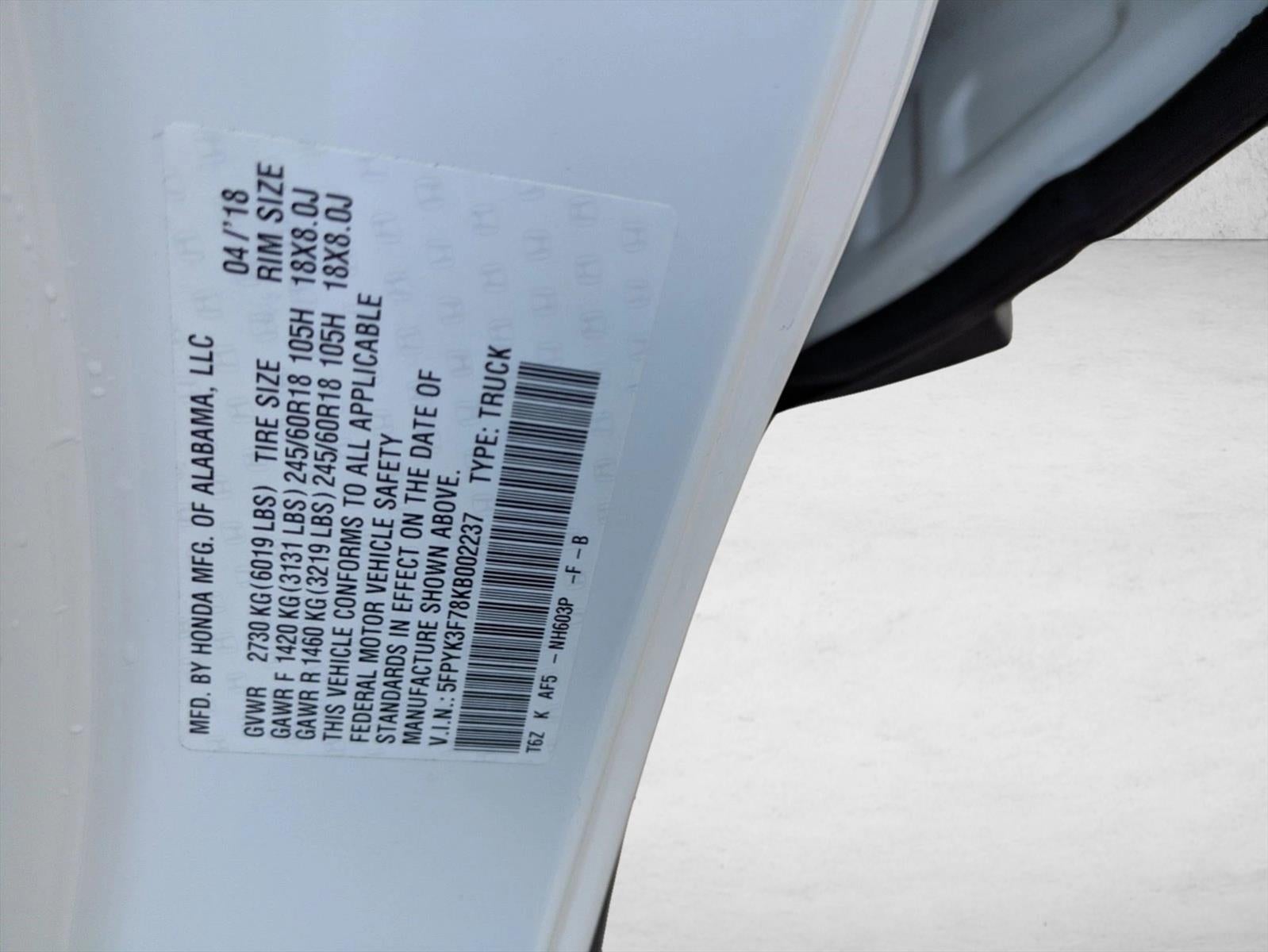 2019 Honda Ridgeline RTL-E AWD