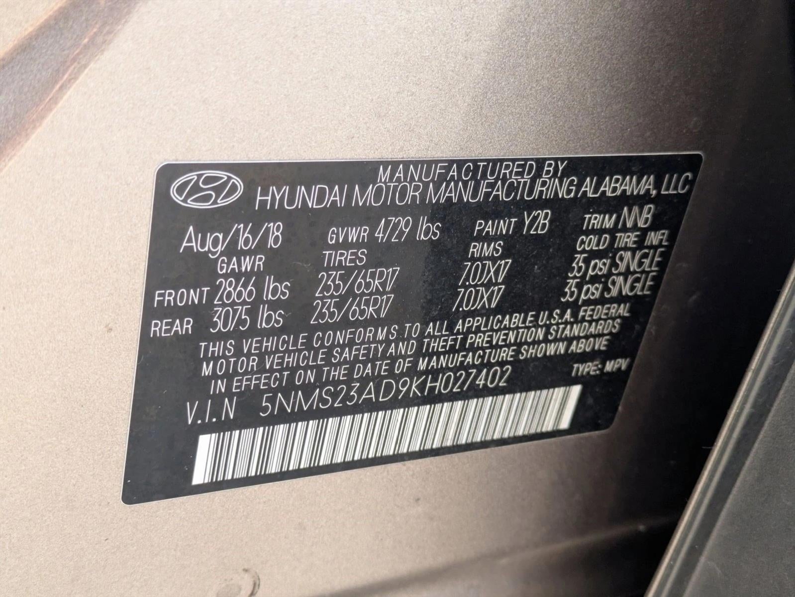 2019 Hyundai SANTA FE SE 2.4L Auto FWD