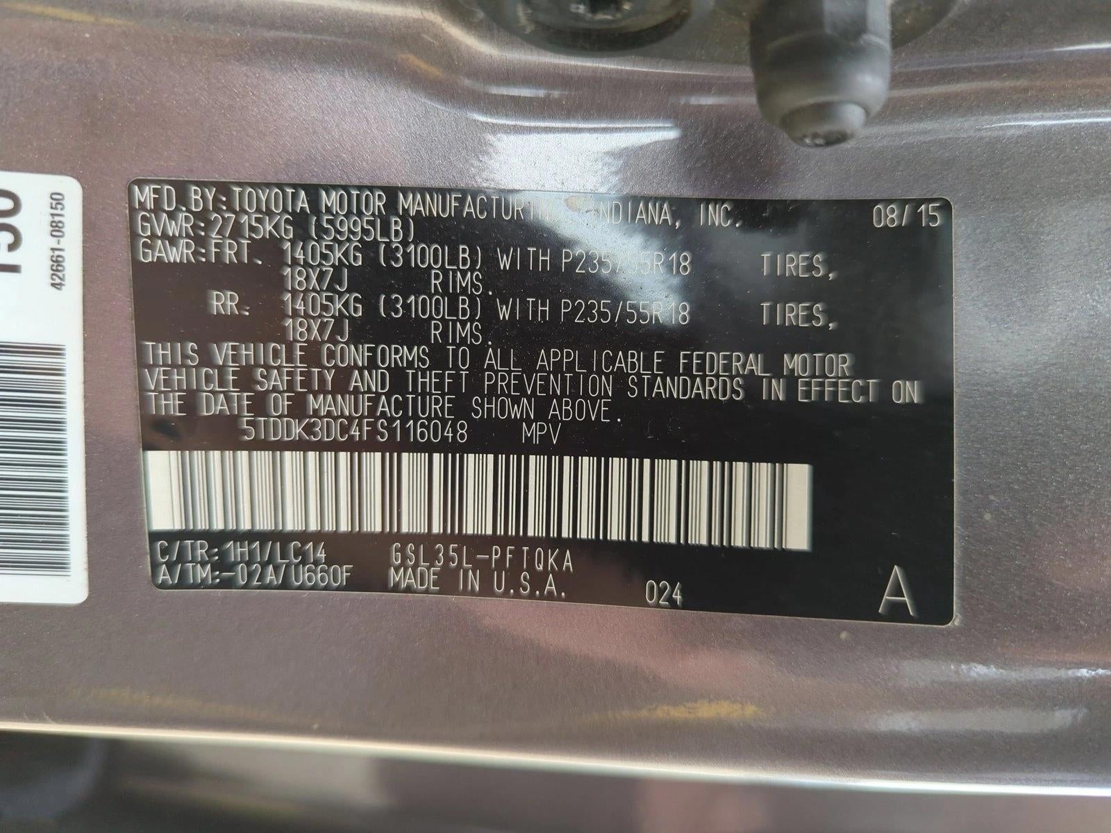 2015 Toyota Sienna 5dr 7-Pass Van XLE AWD (Natl)