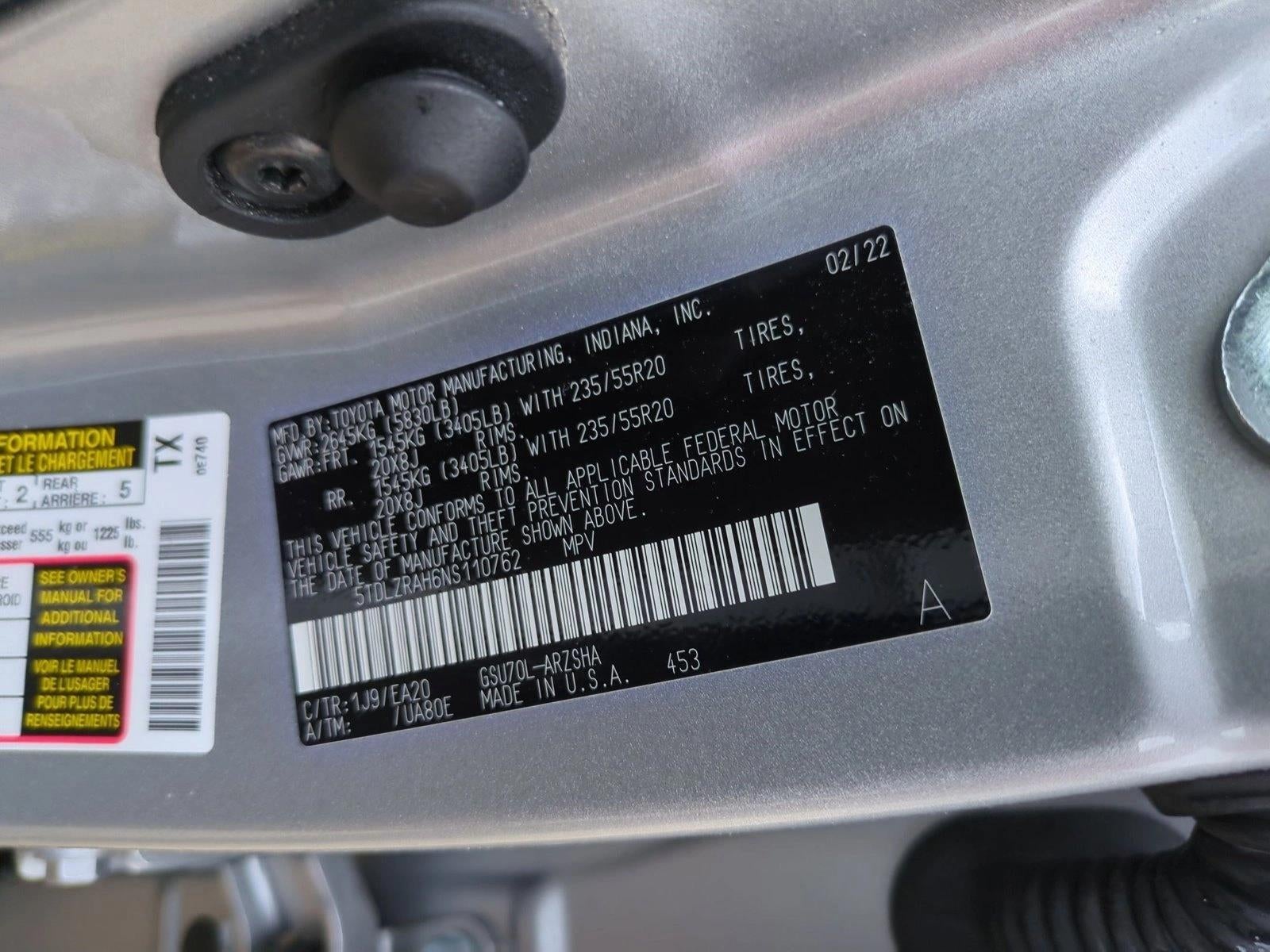 2022 Toyota Highlander XSE FWD (Natl)