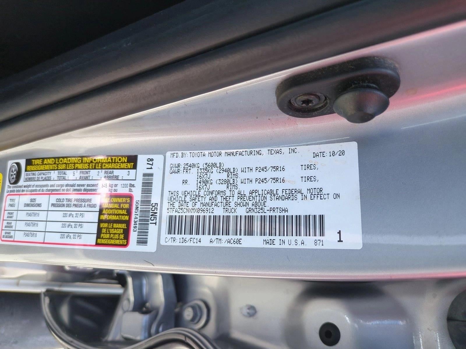2021 Toyota Tacoma 2WD 2WD SR5 Double Cab 5' Bed V6 AT (GS)