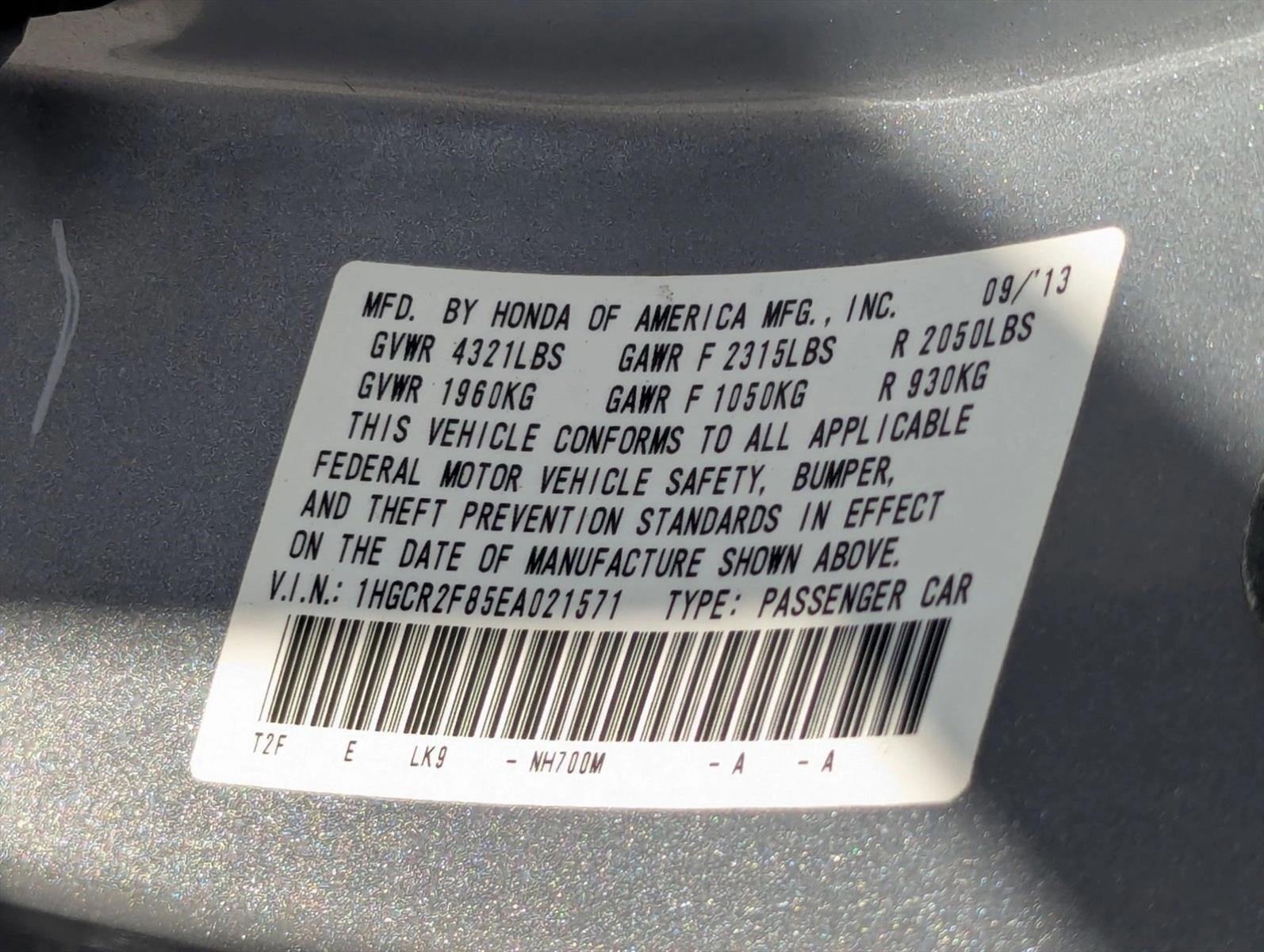 2014 Honda Accord Sedan EX-L CVT PZEV