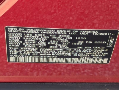 2022 Volkswagen Atlas 2.0T SE w/Technology FWD