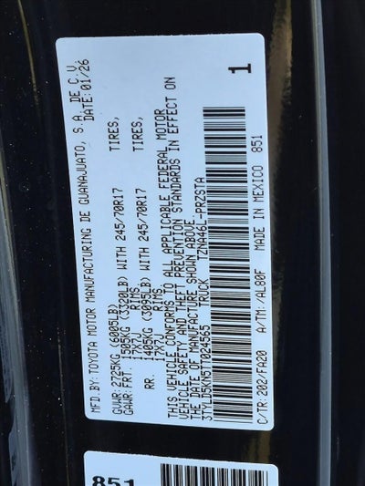 2026 Toyota Tacoma 4WD 4WD SR Double Cab 5' Bed AT (GS)